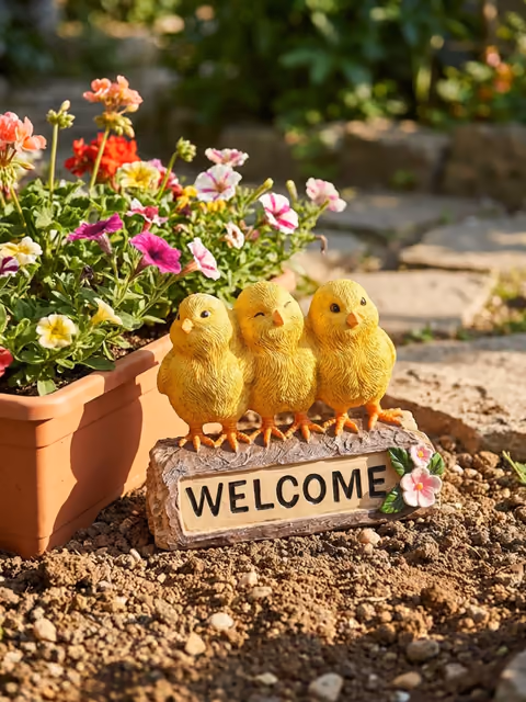 Stojaca záhradná dekorácia s nápisom „Welcome“ - žltá – Sinsay