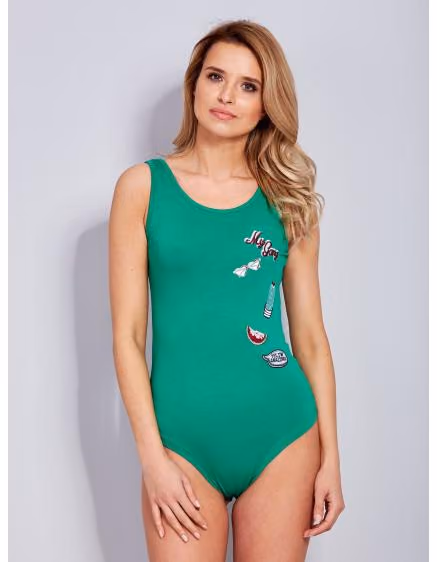 Dámske zelené bavlnené body so záplatami STIA – TheyWear.sk