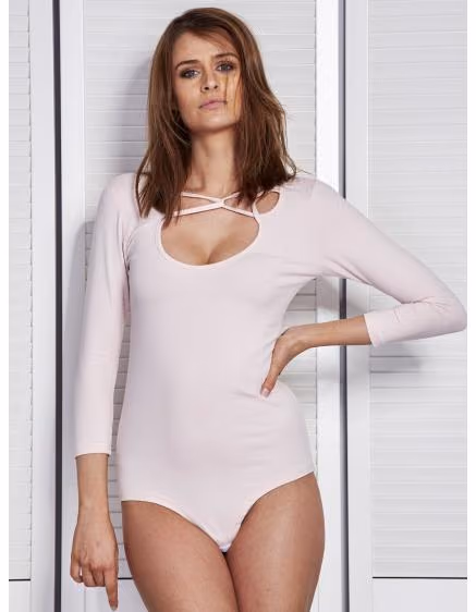 Dámske svetloružové body s ozdobným výstrihom DIA – TheyWear.sk