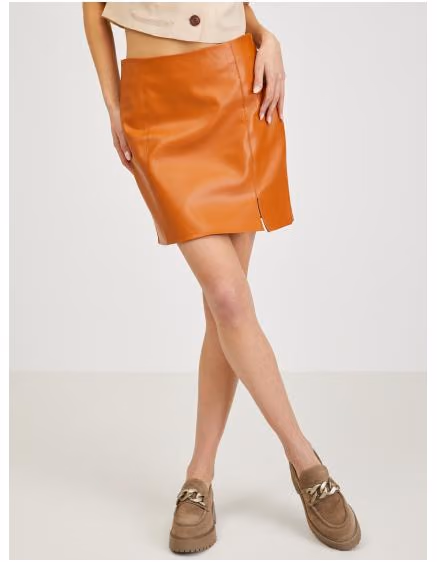 Oranžová dámska koženková sukňa – TheyWear.sk