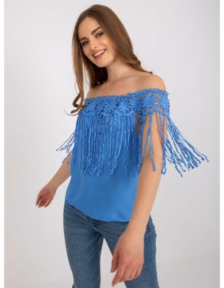 Dámska modrá blúzka s čipkou DENA – TheyWear.sk