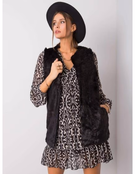 Dámska čierna kožušinová vesta – TheyWear.sk