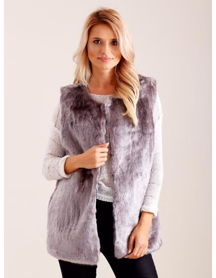 Dámska šedá kožušinová vesta MONA – TheyWear.sk