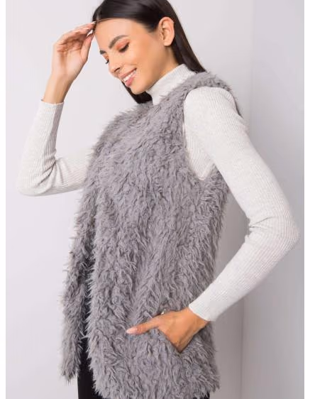 Dámska tmavosivá kožušinová vesta SYBILIE – TheyWear.sk