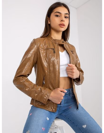 Dámska hnedá koženková bunda EBBA – TheyWear.sk