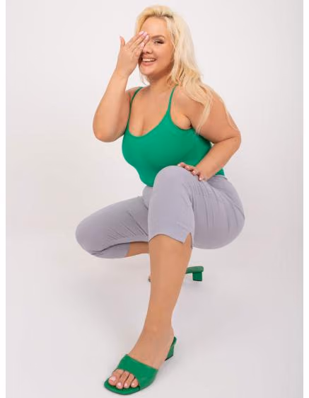 Lacné dámske 3/4 nohavice ROMA plus size svetlosivé – TheyWear.sk