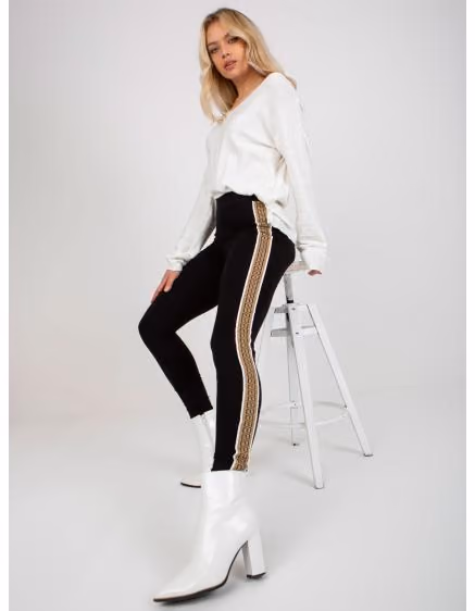 Dámske čierno-béžové legíny s pruhmi ISABELL – TheyWear.sk