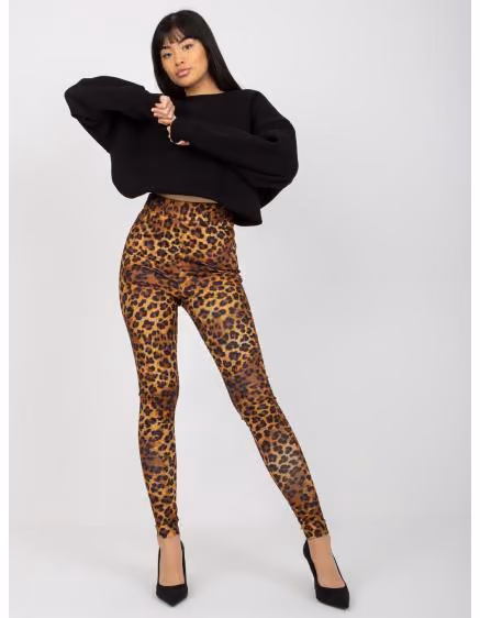 Dámske legíny s leopardím vzorom BELLE tmavobéžovej a čiernej – TheyWear.sk