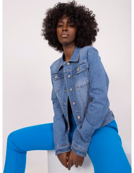 Dámske modré džínsové sako s gombíkmi JEANS – TheyWear.sk