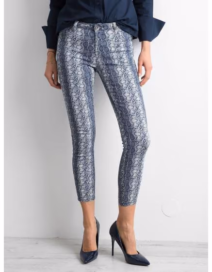 Dámske modré džínsy s potlačou SNAKE – TheyWear.sk