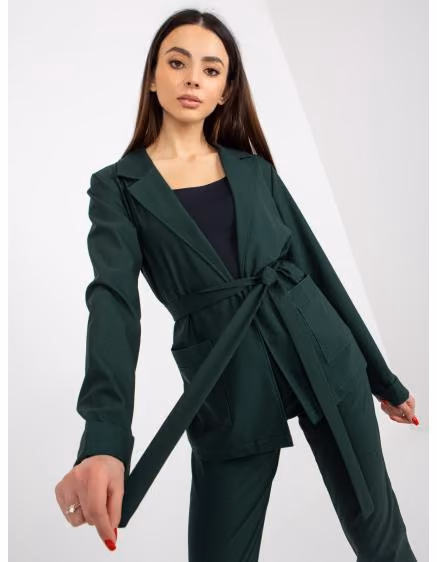 Tmavo zelené dámske sako s opaskom ELEGANT – TheyWear.sk