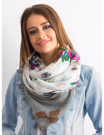 Dámska bielo-sivá kvetinová šatka ESTEBAN – TheyWear.sk