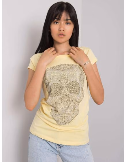 Dámske svetložlté tričko s potlačou SKULL – TheyWear.sk