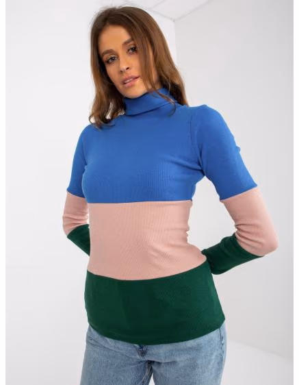 Dámsky tmavomodrozelený sveter s rolákom TOMASA – TheyWear.sk