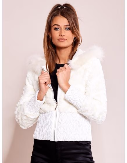Dámska ecru bunda s kožušinou EVE – TheyWear.sk