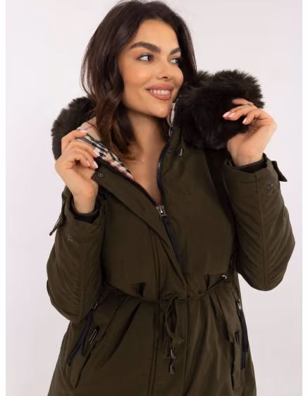 Dámska khaki zimná bunda parka s kapucňou – TheyWear.sk